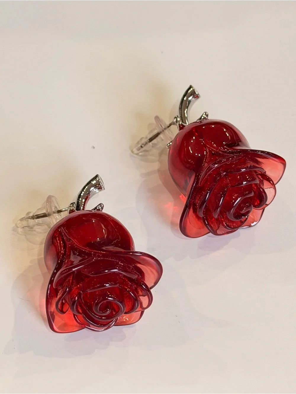 Red Rose Stud Earrings